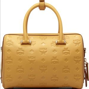 MCM Essential Boston 23 Monogram Leather Satchel
